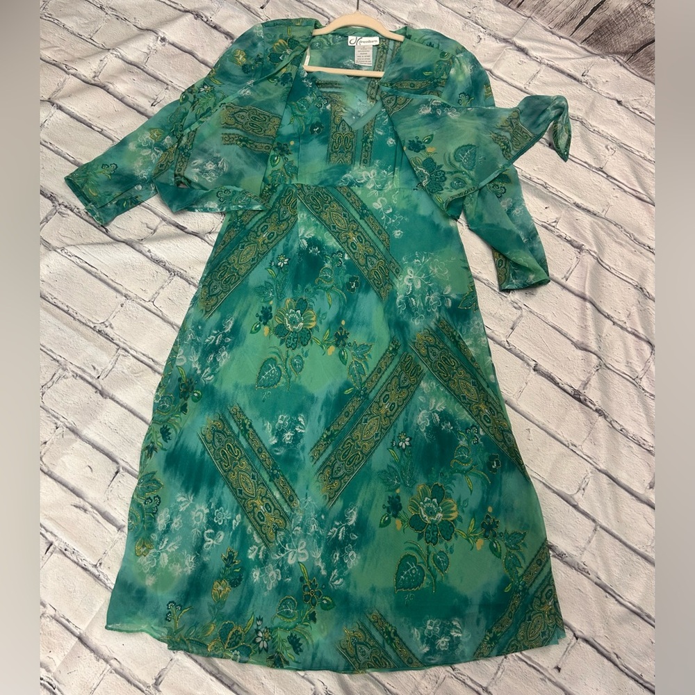 Elegant Green Floral Dress set